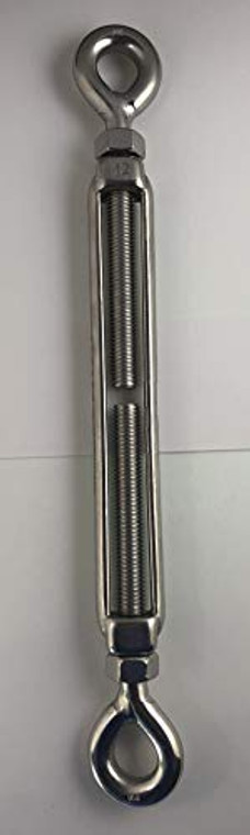 Stainless Steel (316) M12 (1/2") 12mm Turnbuckle Eye and Eye with Locknuts Marine Grade M12 Metric Thread