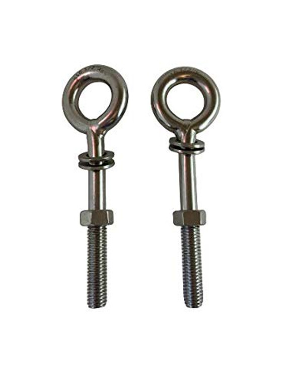 2 Pieces Stainless Steel 316 Eye Bolt 1/2" x 6" Whitworth Short Thread Marine Grade