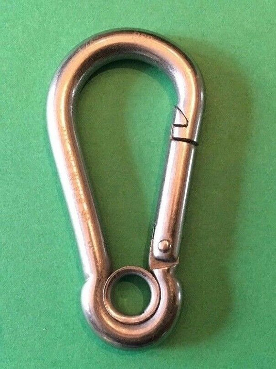Stainless Steel 316 Spring Hook with Eyelet Carabiner 3/16" (5mm) Marine Grade