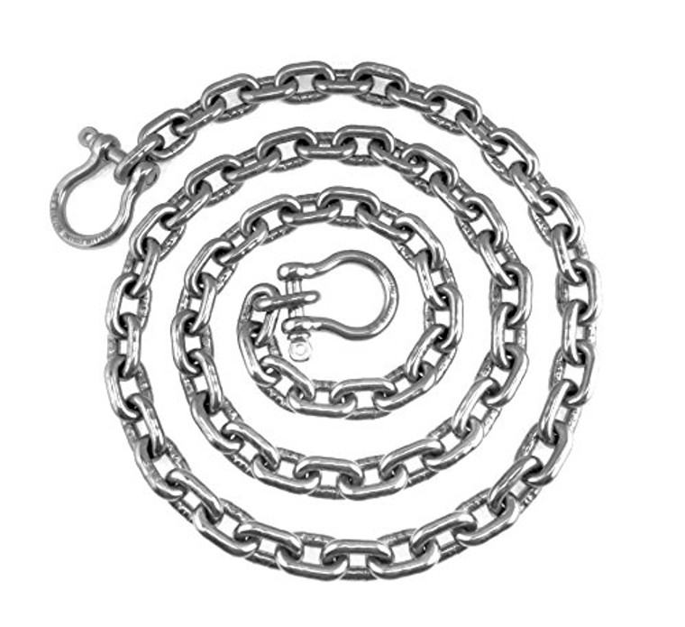 Stainless Steel Windlass Anchor Chain 316 8mm (5/16") DIN766 by 6' with Shackles