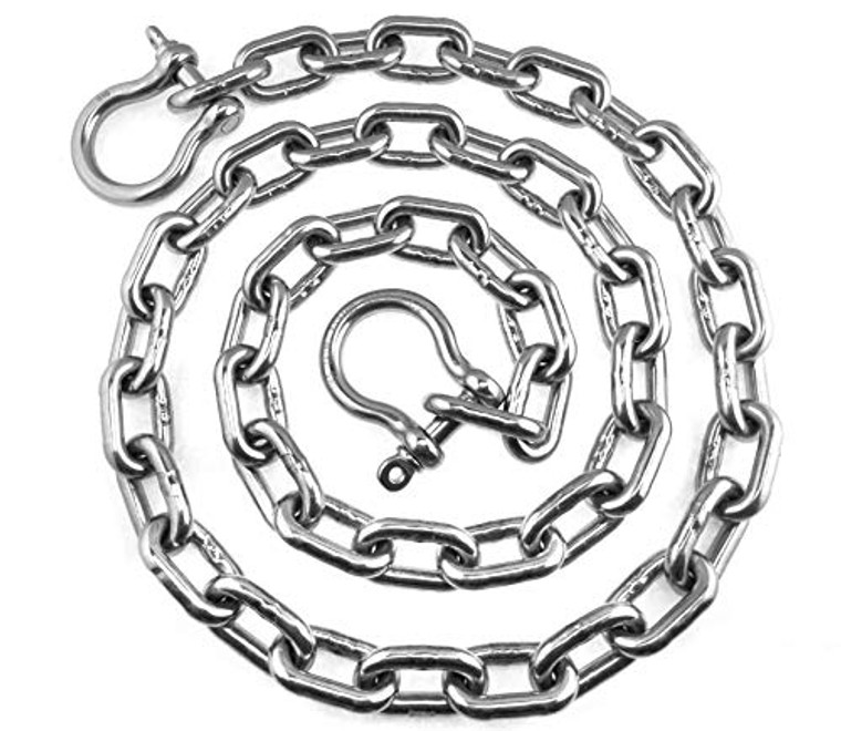 US Stainless Stainless Steel 316 Anchor Chain 13mm or 1/2" by 15' long shackles