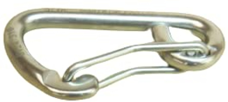 US Stainless 2 Pieces Stainless Steel 316 Spring Hook Carabiner 5/16" (8mm) with Curved Gate Safety Clip Marine Grade