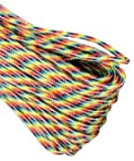 Atwood Paracord - 100' x 3/32" Tactical Cord 4 Nylon Strand Core 275 Test Weight 275lbs (Lights Stripes)