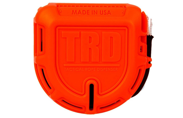 Atwood Rope MFG Tactical 550 Paracord Parachute Cord Rope Dispenser 50ft Spool TRD | Cutting Blade, Belt Clip, Cord Grip, View Port, Integrated Ruler (Orange)