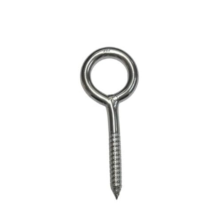 US Stainless Stainles Steel 316 Lag Screw with Welded Eye 3/8" x 4.5" (9.25mm x 124mm)