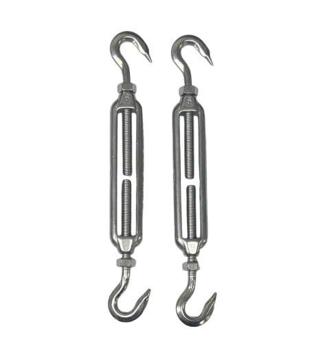 US STAINLESS 2 Pieces Stainless Steel 316 M6 Turnbuckle Hook and Hook 6mm Marine Grade