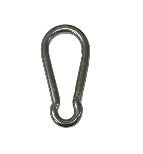 Stainless Steel 316 Spring Hook No Eye Carabiner 7/16" (11mm) Marine Grade