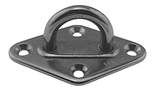 US Stainless Stainless Steel 304 Diamond Pad Eye 1/4" (2.5" x 1.5") 6mm (65mm x 40mm)