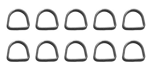 US STAINLESS 10 Pieces Stainless Steel 316 D Ring Welded 1/8" x 5/8" (3mm x 15mm ID) Marine Grade Dee