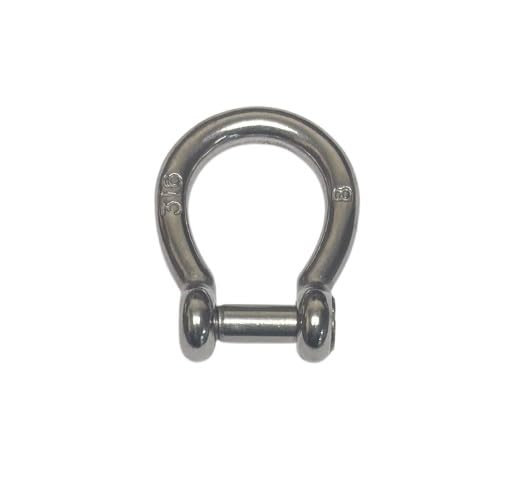 US Stainless 316 Stainless Bow Shackle with Slotted Flat Pin 8mm (5/16")
