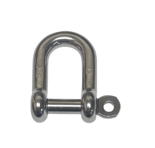 US Stainless 316 Stainless D Shackle Captive Pin 12mm Marine Grade Dee