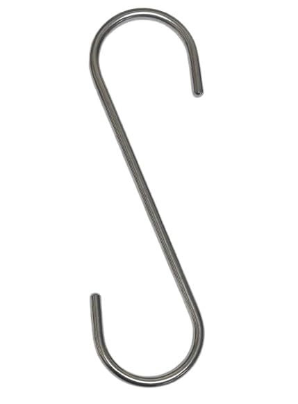 US Stainless 304 Stainless Steel S Hook Long 1/4" x 8" (6mm x 200mm)