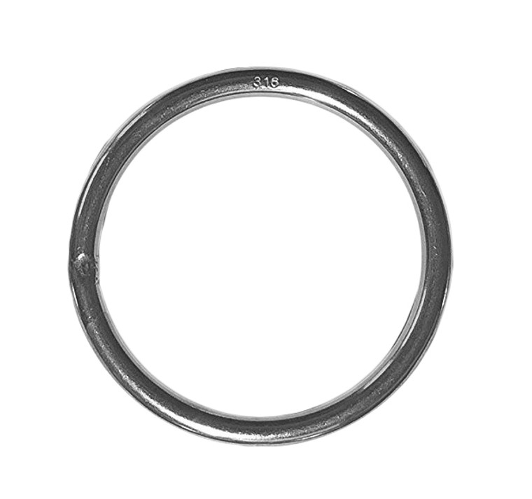 Stainless Steel 316 Round Ring Welded 6mm x 90mm (1/4" x 3 1/2") Marine Grade