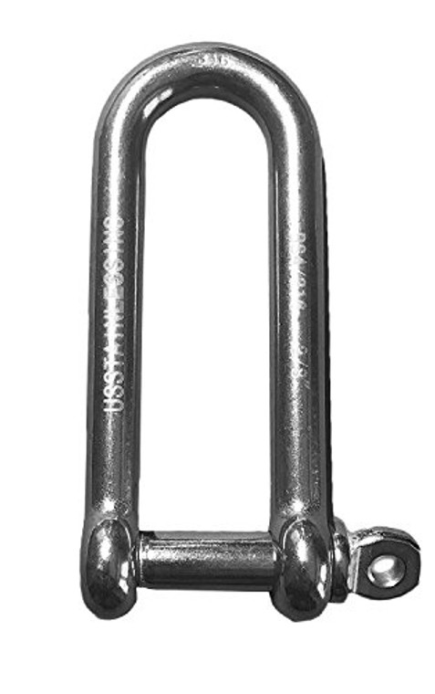 Stainless Steel 316 Long D Shackle 3/8" (10mm) Marine Grade Dee