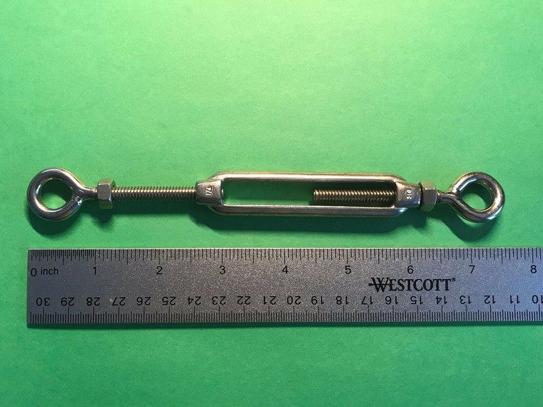 Stainless Steel 316 1/4" Turnbuckle Eye and Eye with Locknuts Marine