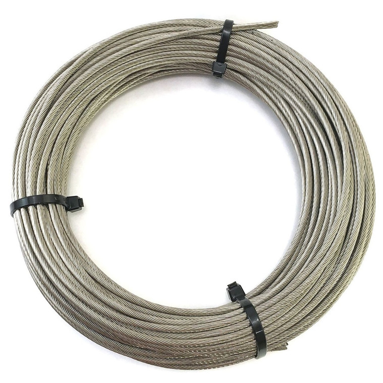 High Brightness Stainless Steel 316 Wire Rope Cable 3/16" 7x19 by 100' Marine Grade