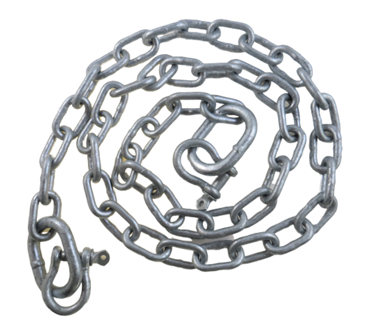 US Galvanized Anchor Chain 1/4" x 4' with 5/16” Shackles and Oversized Ends