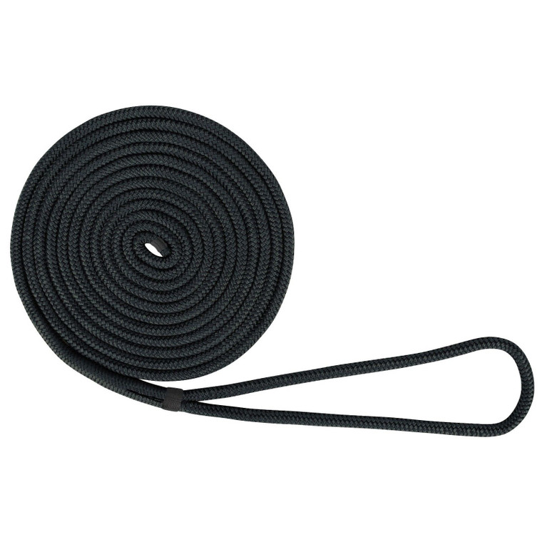 US Ropes Nylon Double Braided Dock Line 1/2" x 25' Black