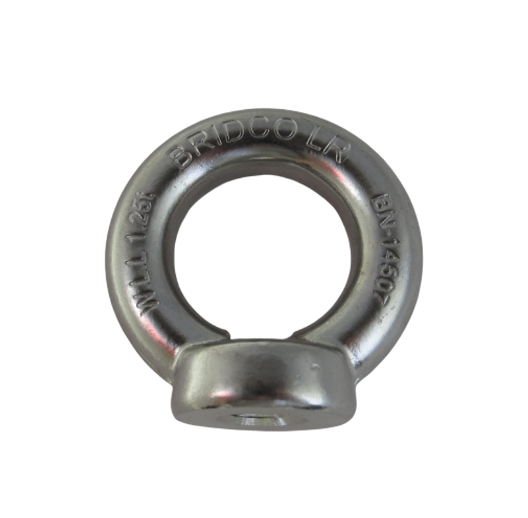 Stainless Steel 316 Heavy Duty Lifting Eye Nut M12 (1/2") Marine Grade Load Rated at 1.25T