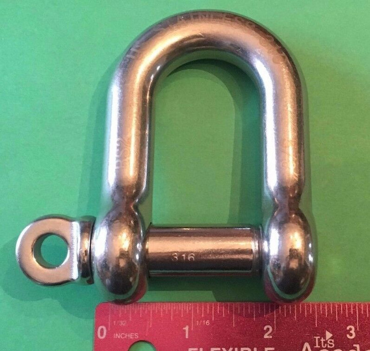 Stainless Steel 316 D Shackle 5/8" (16mm) Marine Grade Dee Rigging