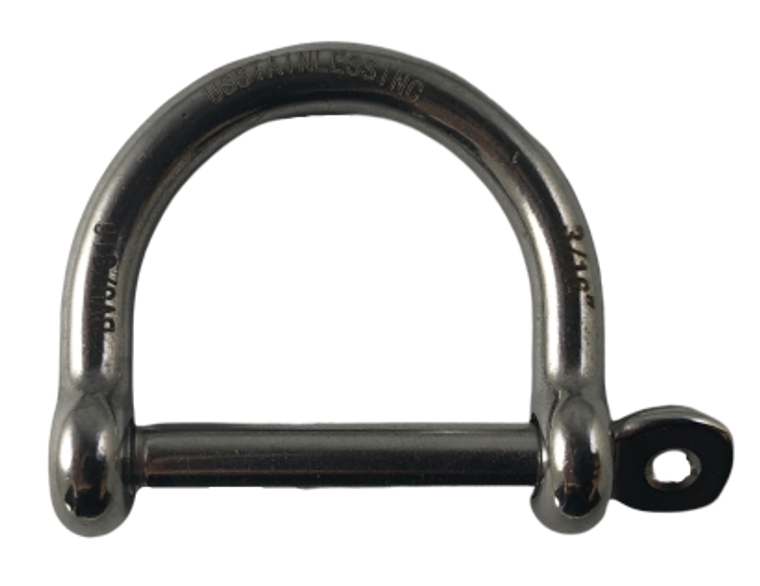 Stainless Steel 316 Wide D Shackle 3/16" (5mm) Marine Grade