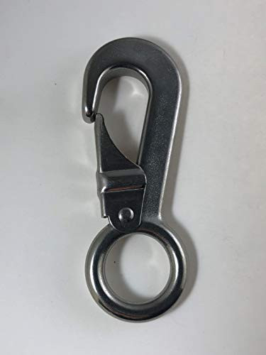 Stainless Steel 316 Rigid Eye Snap Hook with Safety Latch 5 1/2