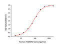 Immobilized recombinant Human TGF-beta Protein at 2 Mu g/mL (100 Mu L/well) can bind TGFBR1 with a linear range of 3. 9-80. 49ng/mL.