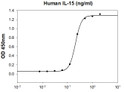 Recombinant human IL-15 biological activity assay showing CTLL2 mouse cytotoxic T cell proliferation