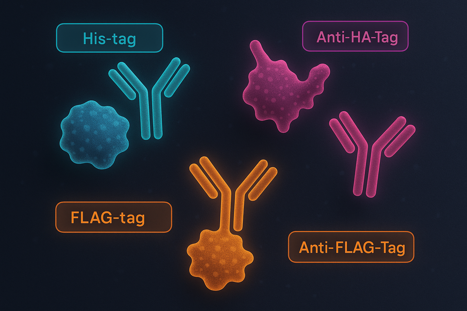 tag antibodies like HA-tag, Myc-tag, GFP-tag