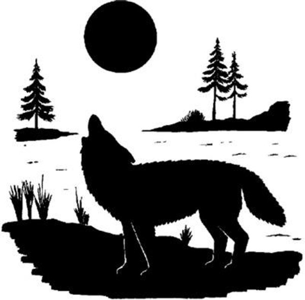 Wolf under the Moon Stamp - Cling Mount