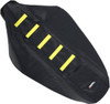 Moose Offroad -  - Ribbed Seat Cover - Black Cover/Yellow Ribs - Suzuki
