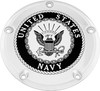 Custom Engraving - NAV15-67 - 6 M8 Softail Derby Cover Navy Chrome