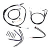 Burly Brand - 16" Complete Black Vinyl Handlebar Cable/Line Kit for Ape Hanger Handlebars fits '11-'14 FLST/C/F/N W/ ABS