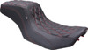 Mustang - 88415DC - One Piece 2-Up Squareback Seat - Double Diamond - Black Cherry Stitch - FLH/FLT '23-'24