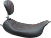 Mustang - 79727AB - Wide Tripper™ Solo Seat - w/ Drivers Backrest - Black w/ American Beauty Red Stitching