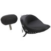 Mustang - Black Studded w/ Concho Wide Solo Seat with Backrest fits '06-'10 FXST, '07-'17 FLSTF/B, '08-'11 FLSTSB Models