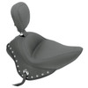 Mustang - Black Studded w/ Concho Wide Solo Seat with Backrest fits '11-'13 FXS, '12-'17 FLS Models