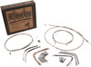 Burly Brand - B30-1128 - Complete Stainless Braided Handlebar Cable/Brake Line Kit - 16" Ape Hangers - '11-'14 Softail