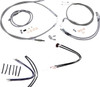 Burly Brand - B30-1128 - Complete Stainless Braided Handlebar Cable/Brake Line Kit - 16" Ape Hangers - '11-'14 Softail