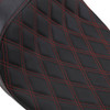Drag Specialties Seats - Predator 2-Up Seat - Double Diamond - Red Stitching - FL '08-'23