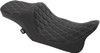 Drag Specialties Seats - Predator III 2-Up Seat - Double Diamond - Silver Thread - FL '99-'07