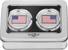 Figurati Designs - FD20-FAC-SS - Axle Nut Cover - Front - Stainless Steel - Red/White/Blue Flag - Reversed - Silver