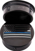 Figurati Designs - FD71-AFBL-BLK - Swing Arm Covers - Blue Line American Flag - Custom - Black - Reversed