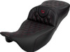 Saddlemen - 808-07B-184B8 - Roadsofa™ Extended Reach Seat - Lattice Stitch - Wine Berry Stitch - with Backrest - FL '08-'24