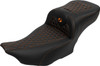 Saddlemen - 823-07-190B3 - Roadsofa™ Extended Reach Seat - with Backrest - Honeycomb - Orange Stitch - FLTR/FLHX '23-'24
