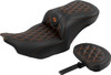 Saddlemen - 823-07-206B3 - RoadSofa™ Seat - with Backrest - Carbon Fiber - Lattice Stitch - Orange Stitch - FLTR/FLHX '23-'24