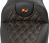 Saddlemen - 823-07-206B3 - RoadSofa™ Seat - with Backrest - Carbon Fiber - Lattice Stitch - Orange Stitch - FLTR/FLHX '23-'24