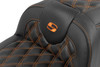Saddlemen - 823-07-206B3 - RoadSofa™ Seat - with Backrest - Carbon Fiber - Lattice Stitch - Orange Stitch - FLTR/FLHX '23-'24