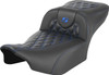 Saddlemen - 823-07-20701 - Roadsofa™ Extended Reach Seat - without Backrest - Lattice Stitch - Blue Stitch - FLTR/FLHX '23-'24