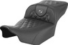 Saddlemen - 823-07-20702 - Roadsofa™ Extended Reach Seat - without Backrest - Lattice Stitch - Dark Gray Stitch - FL/FX '23-'24